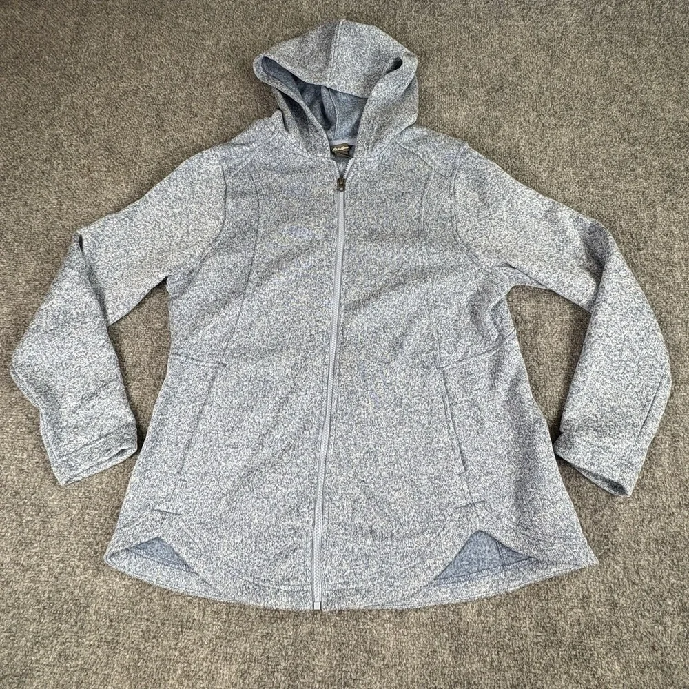 Eddie Bauer Zip Hoodie Women XL Blue Fleece Jacket Outdoor Athleisure Minimalist
